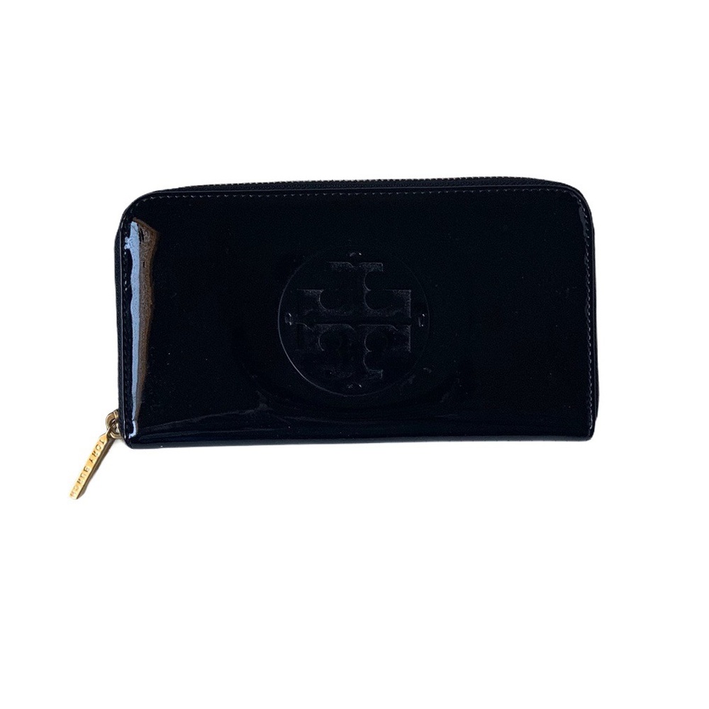 Tory burch black patent leather wallet